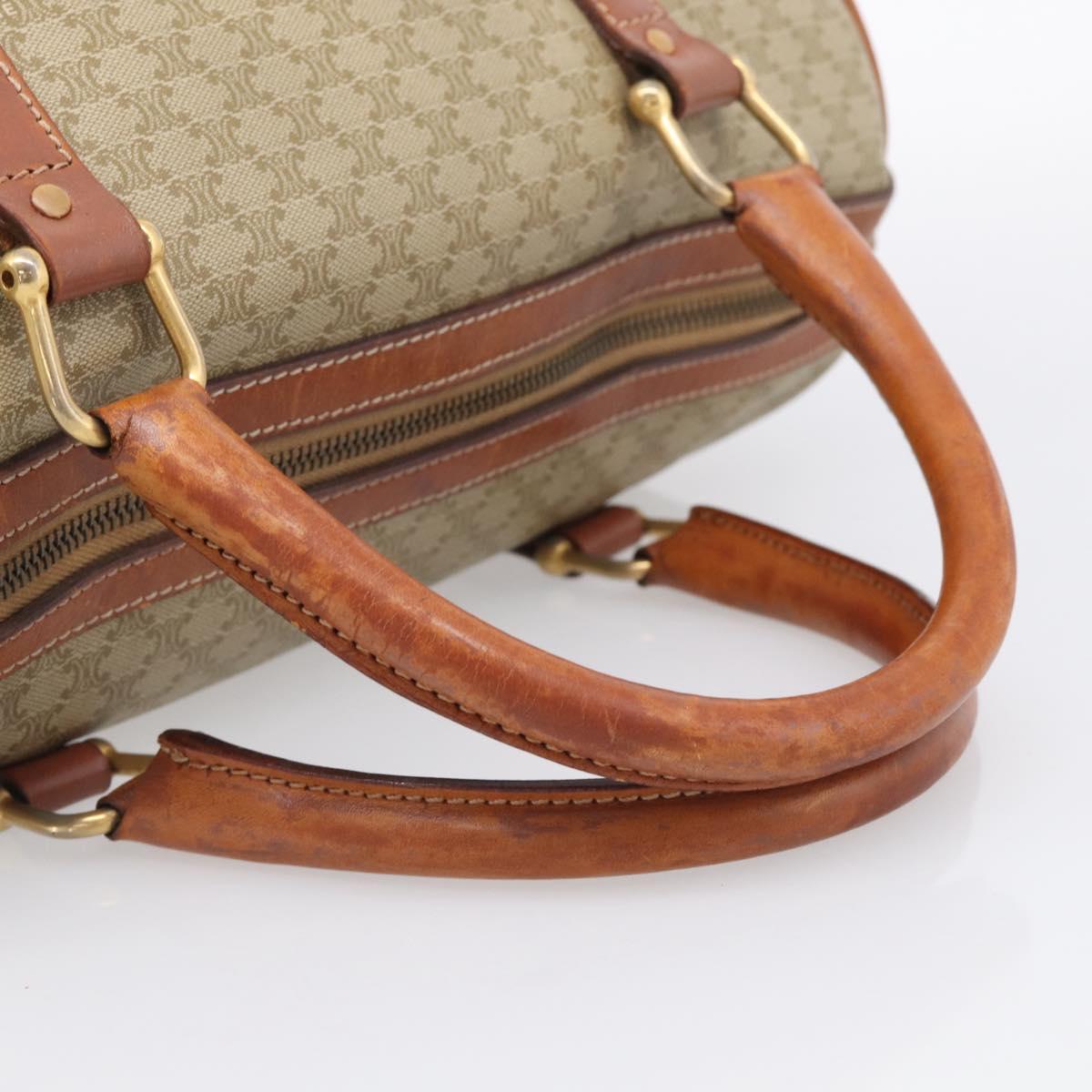 CELINE Macadam Canvas Boston Bag PVC Beige Gold Auth 213371