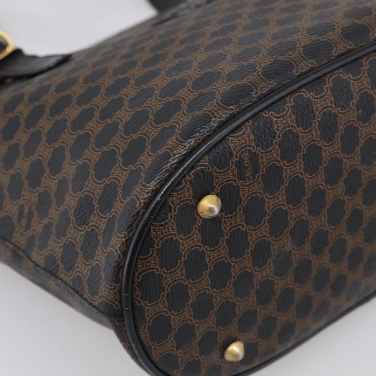 CELINE Macadam Canvas Tote Bag PVC Leather Black Gold Auth 213374
