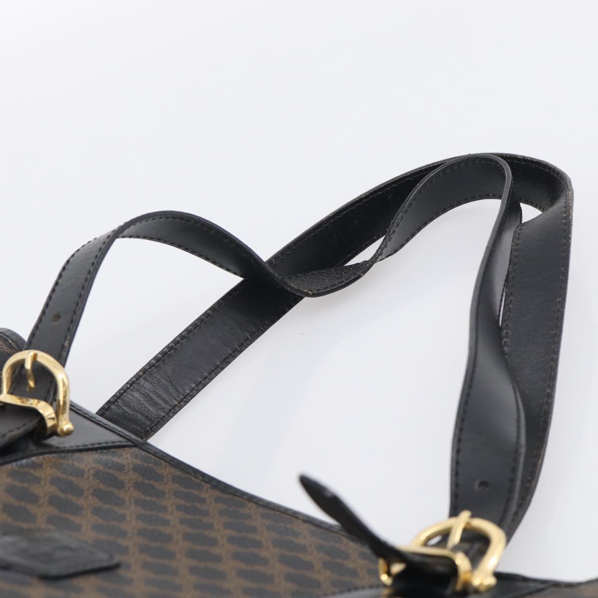 CELINE Macadam Canvas Tote Bag PVC Leather Black Gold Auth 213374