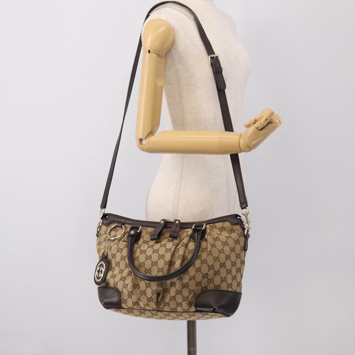 GUCCI GG Canvas Sukey Hand Bag 2way Beige Gold 247902 Auth 213375A