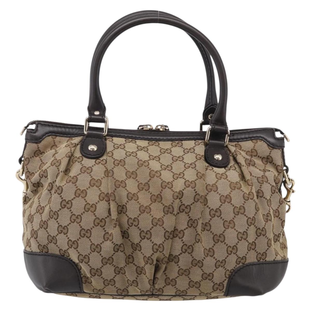 GUCCI GG Canvas Sukey Hand Bag 2way Beige Gold 247902 Auth 213375A