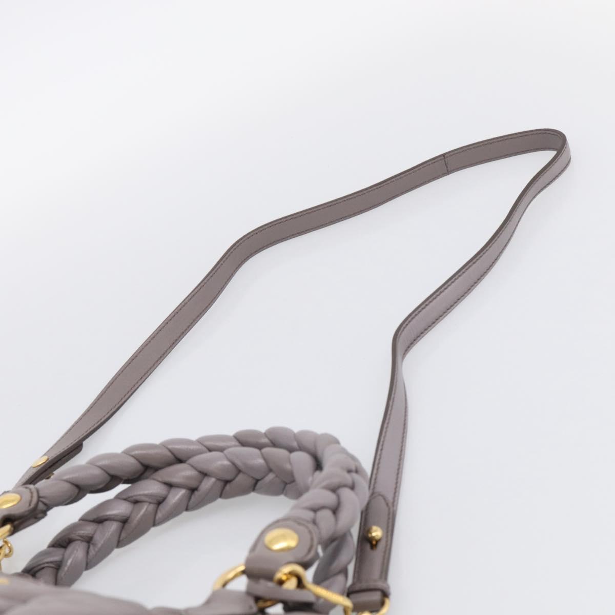 Miu Miu Matelasse Hand Bag Leather 2way Gray Gold Auth 213378M