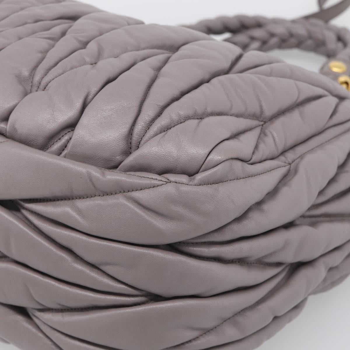 Miu Miu Matelasse Hand Bag Leather 2way Gray Gold Auth 213378M