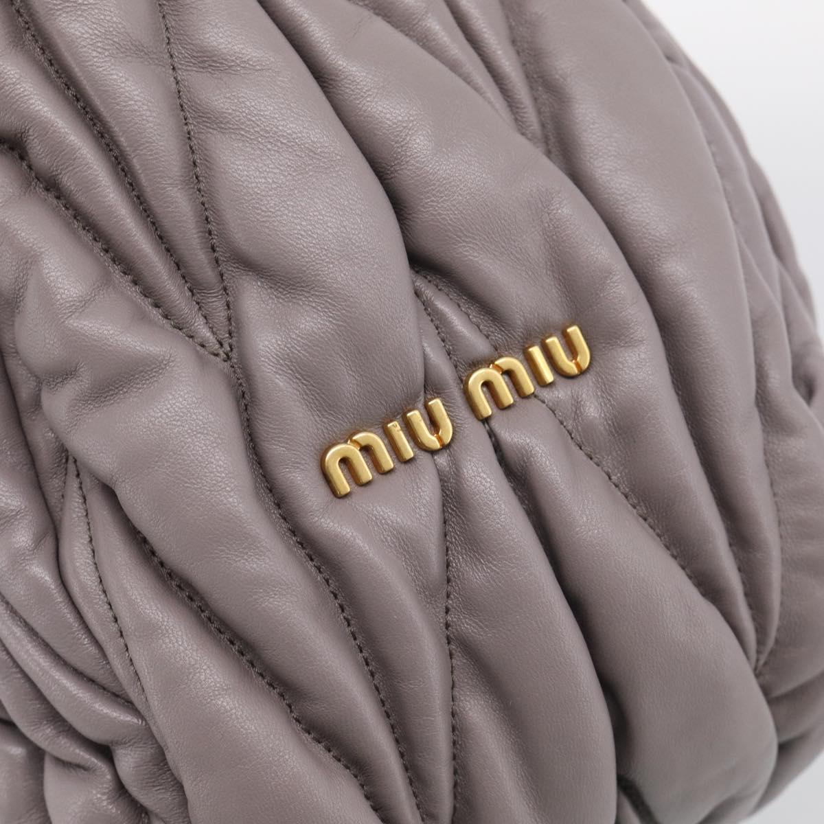 Miu Miu Matelasse Hand Bag Leather 2way Gray Gold Auth 213378M