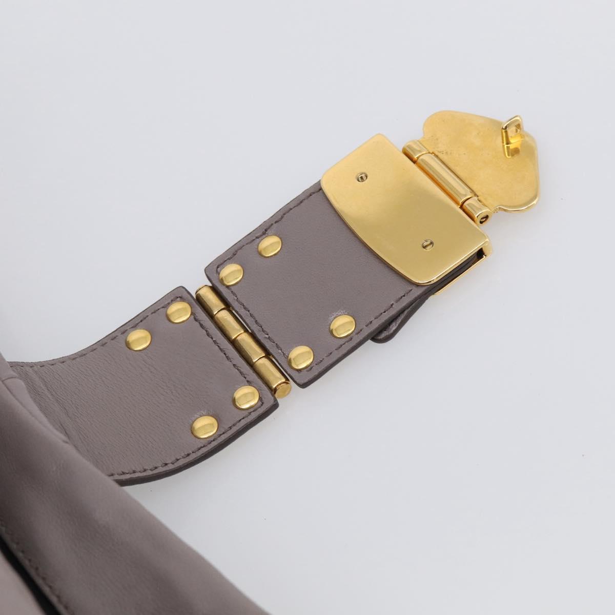 Miu Miu Matelasse Hand Bag Leather 2way Gray Gold Auth 213378M