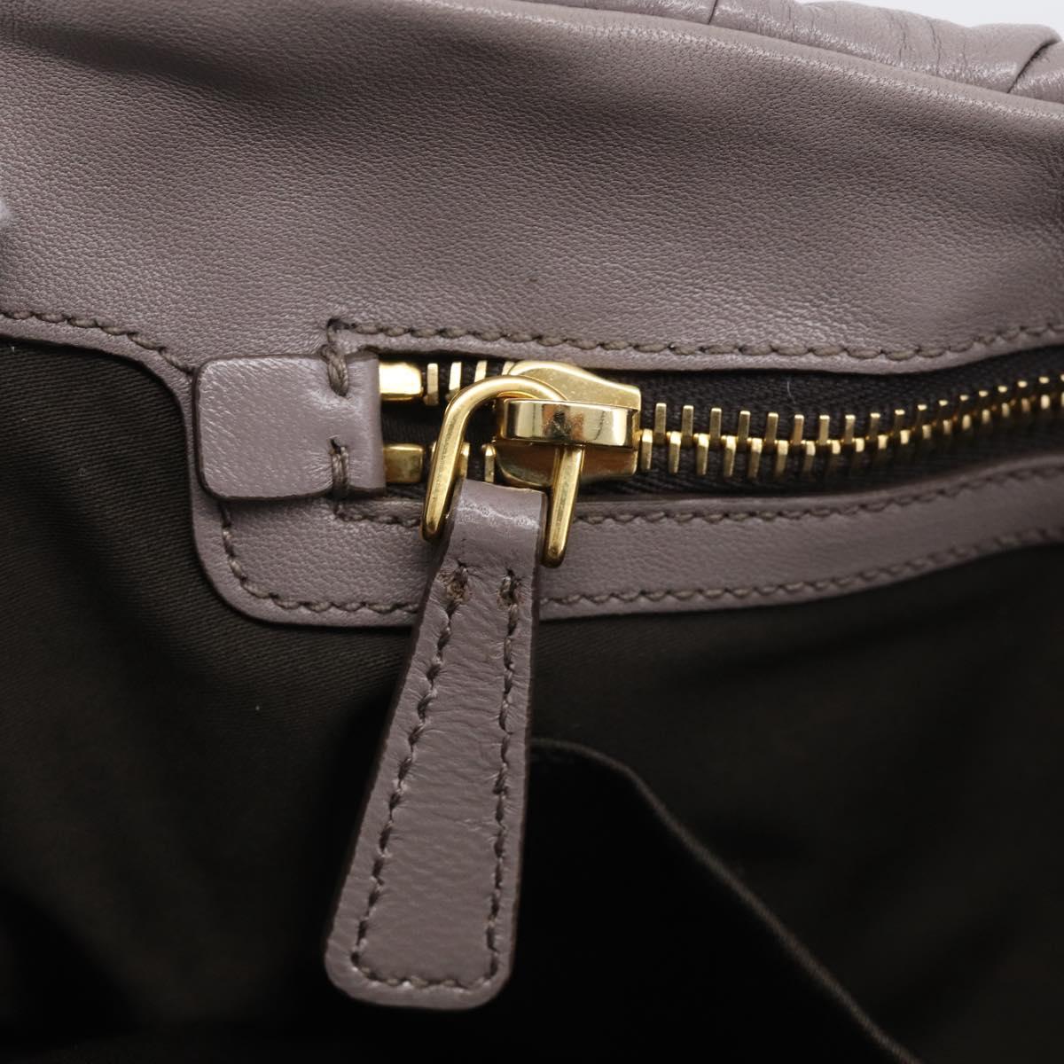 Miu Miu Matelasse Hand Bag Leather 2way Gray Gold Auth 213378M