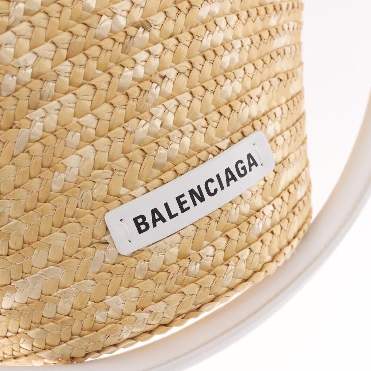 Balenciaga Tote Bag Raffia Beige Silver 744188 Auth 213379M
