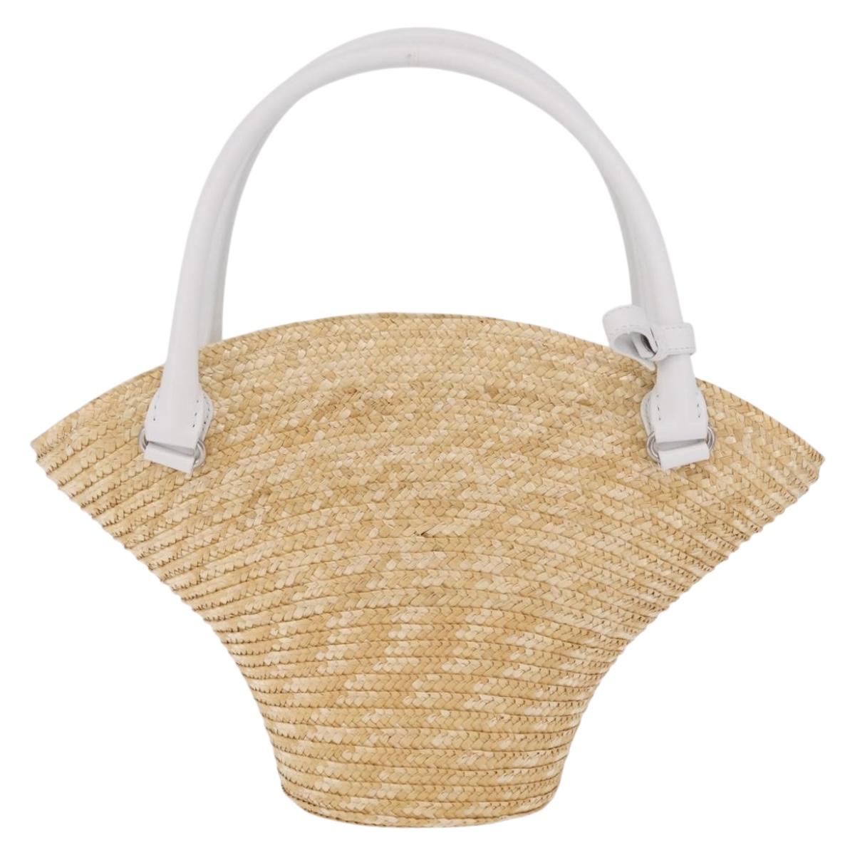 Balenciaga Tote Bag Raffia Beige Silver 744188 Auth 213379M