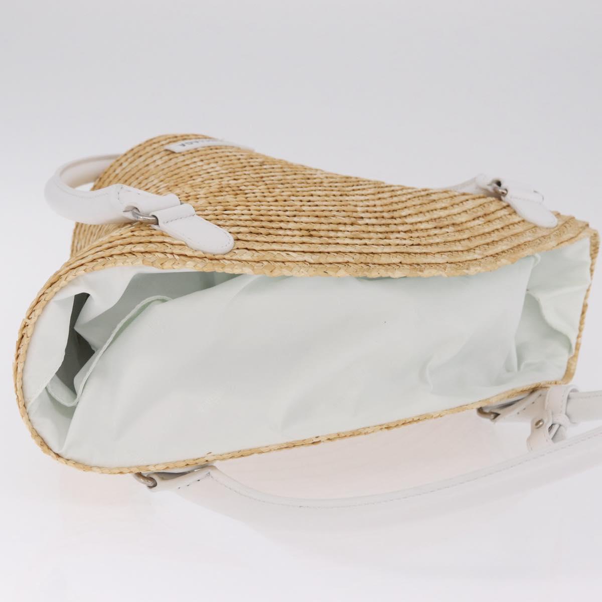 Balenciaga Tote Bag Raffia Beige Silver 744188 Auth 213379M