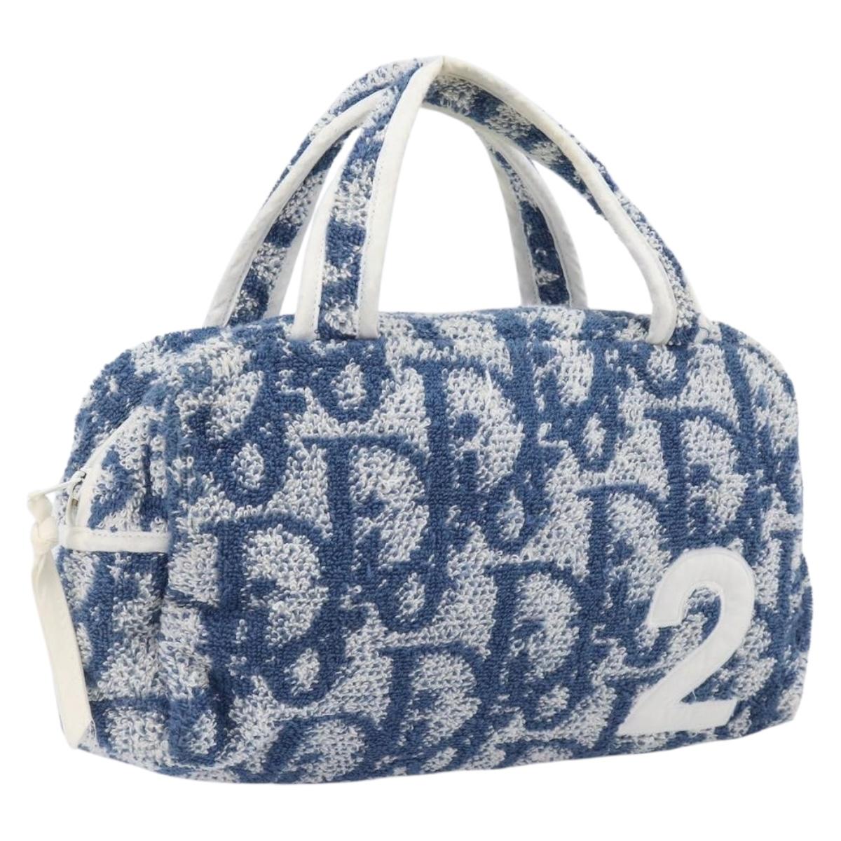 Christian Dior Pile Trotter Hand Bag Blue Auth 213380A