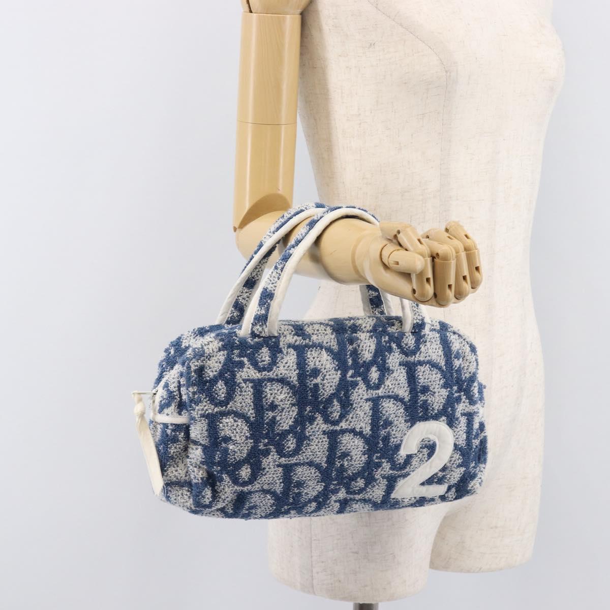 Christian Dior Pile Trotter Hand Bag Blue Auth 213380A