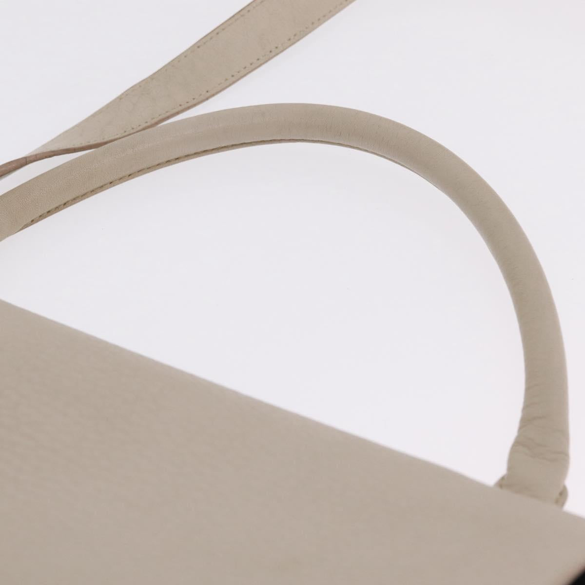 CELINE Trapeze Hand Bag Leather 2way Beige Gold Auth 213382A