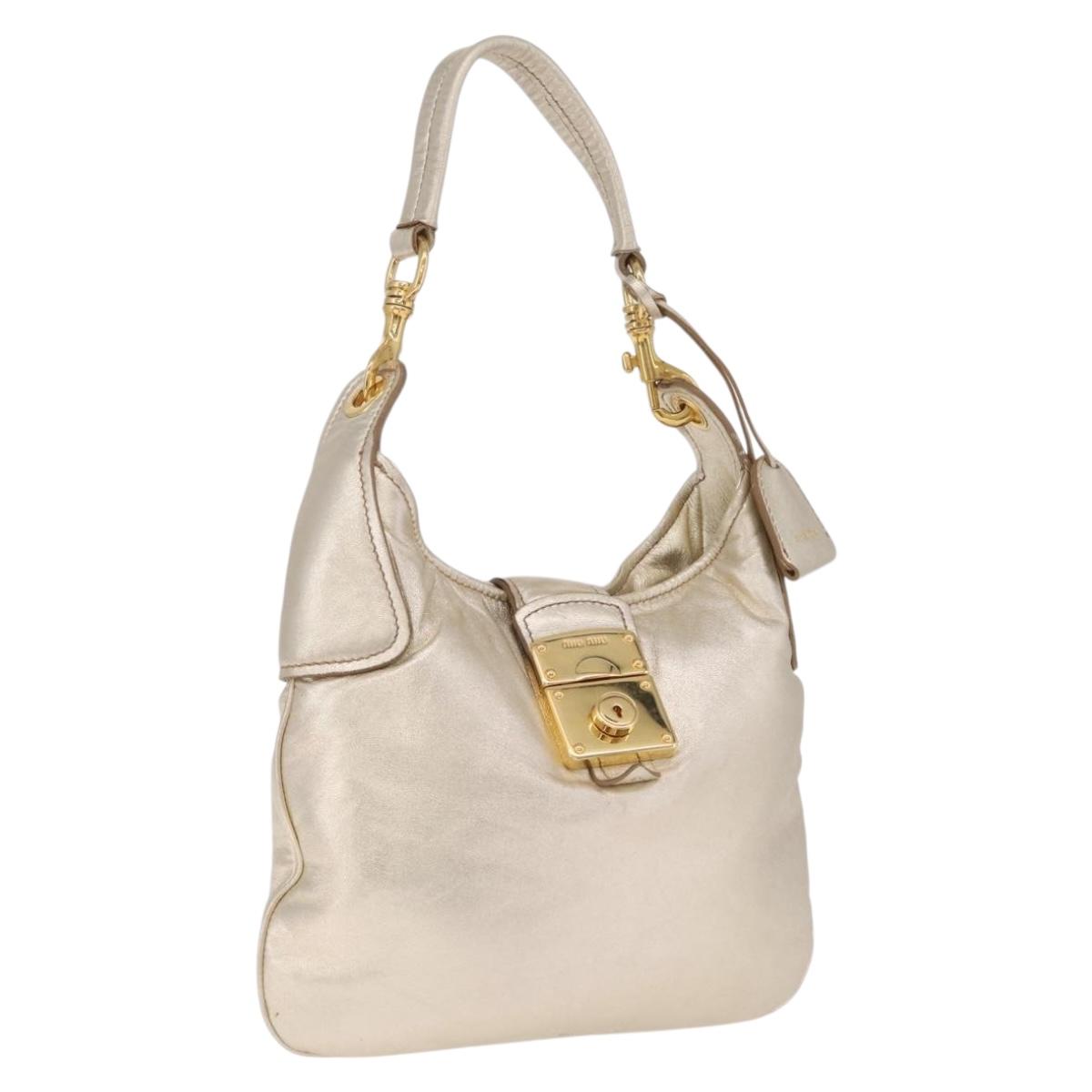 Miu Miu Shoulder Bag Leather Gold Auth 213385M