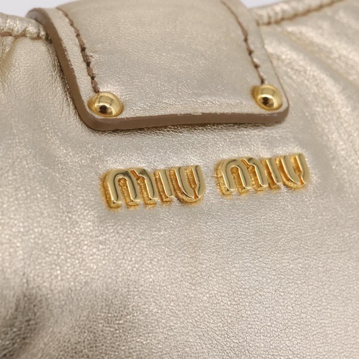 Miu Miu Shoulder Bag Leather Gold Auth 213385M