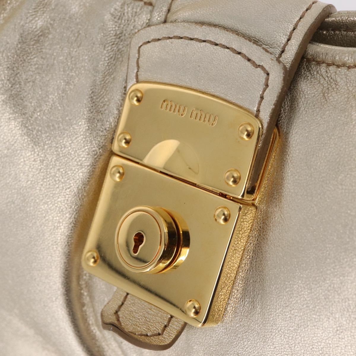 Miu Miu Shoulder Bag Leather Gold Auth 213385M