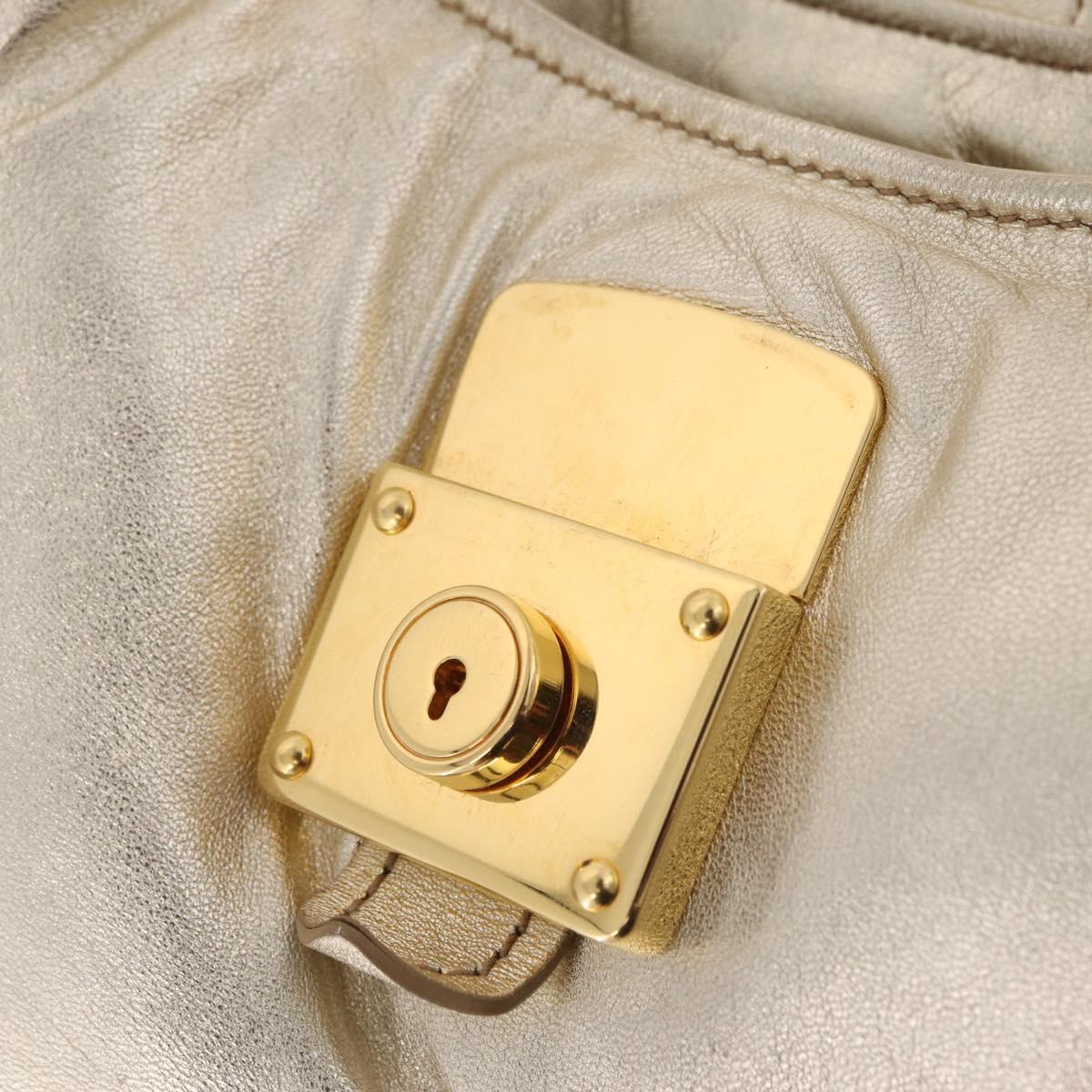 Miu Miu Shoulder Bag Leather Gold Auth 213385M