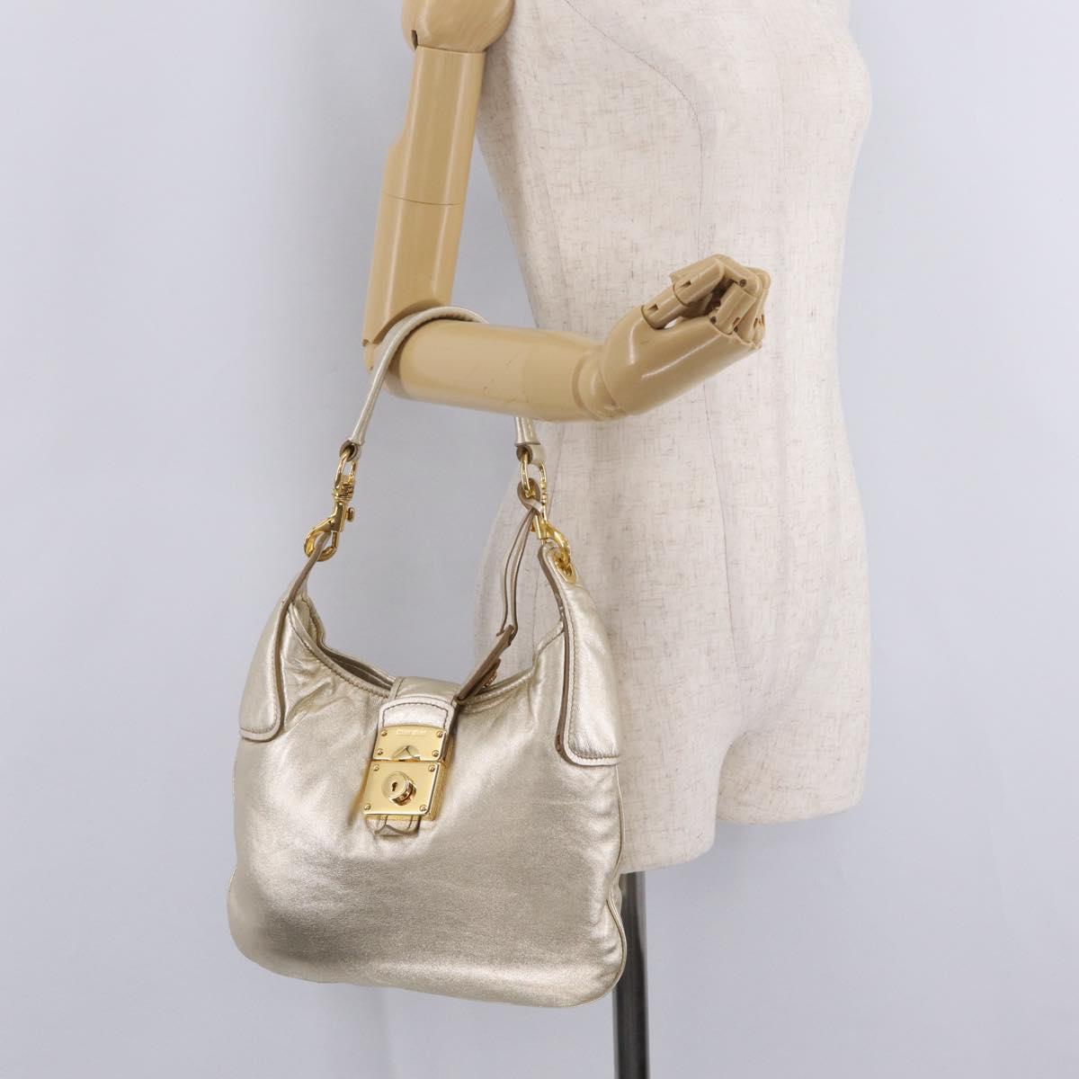 Miu Miu Shoulder Bag Leather Gold Auth 213385M