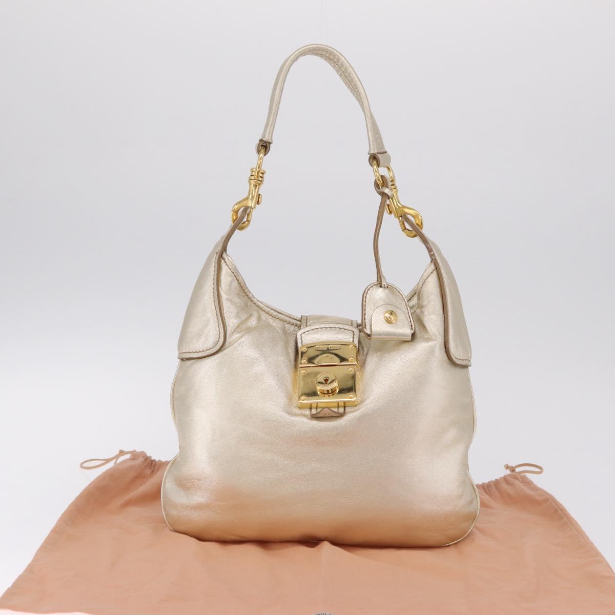 Miu Miu Shoulder Bag Leather Gold Auth 213385M