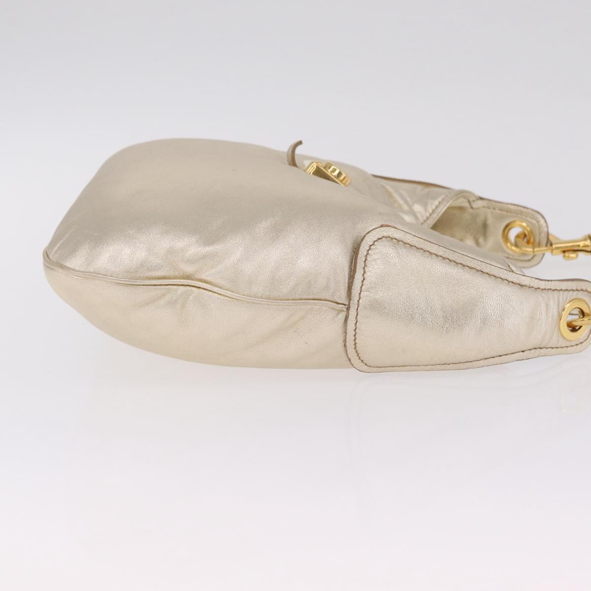 Miu Miu Shoulder Bag Leather Gold Auth 213385M