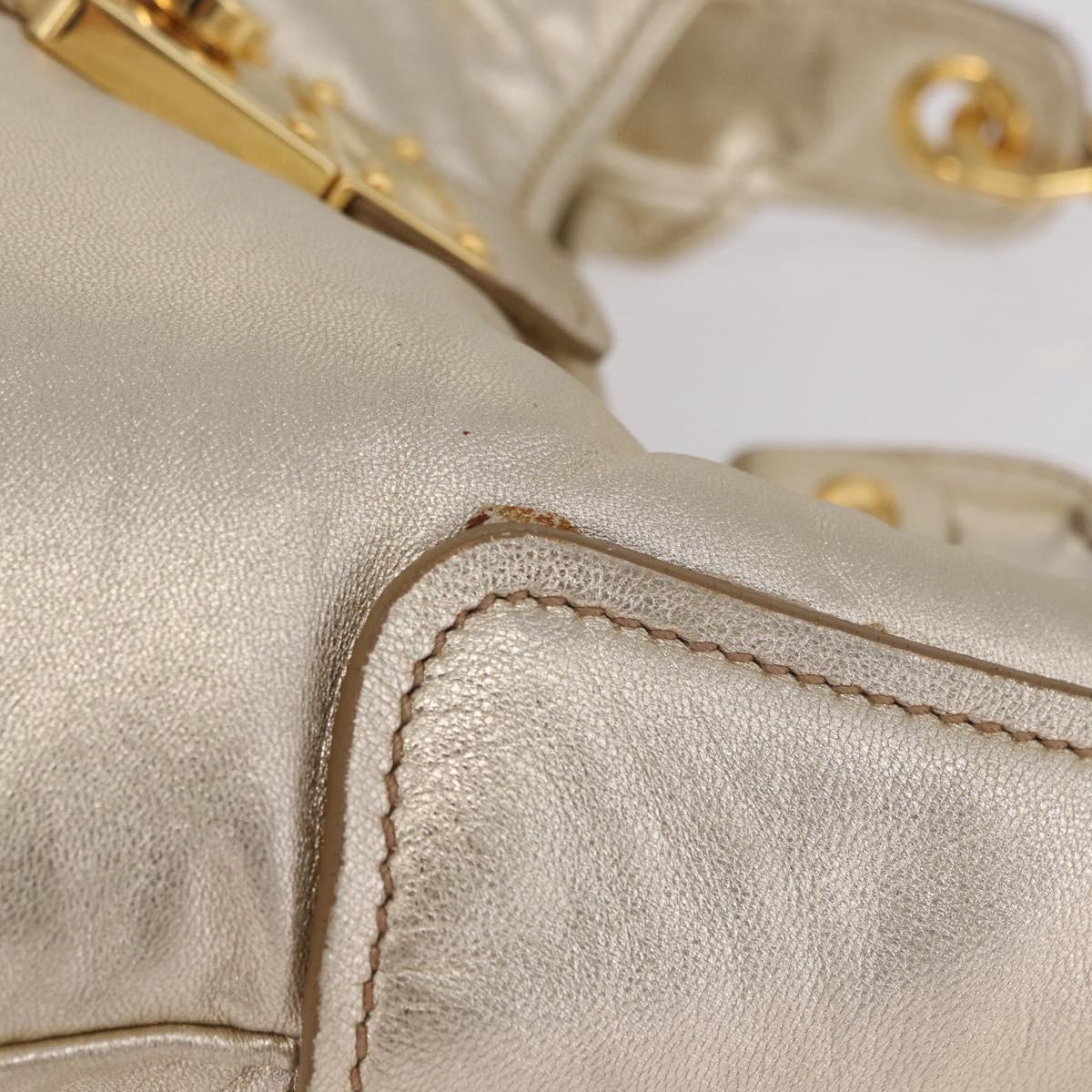 Miu Miu Shoulder Bag Leather Gold Auth 213385M