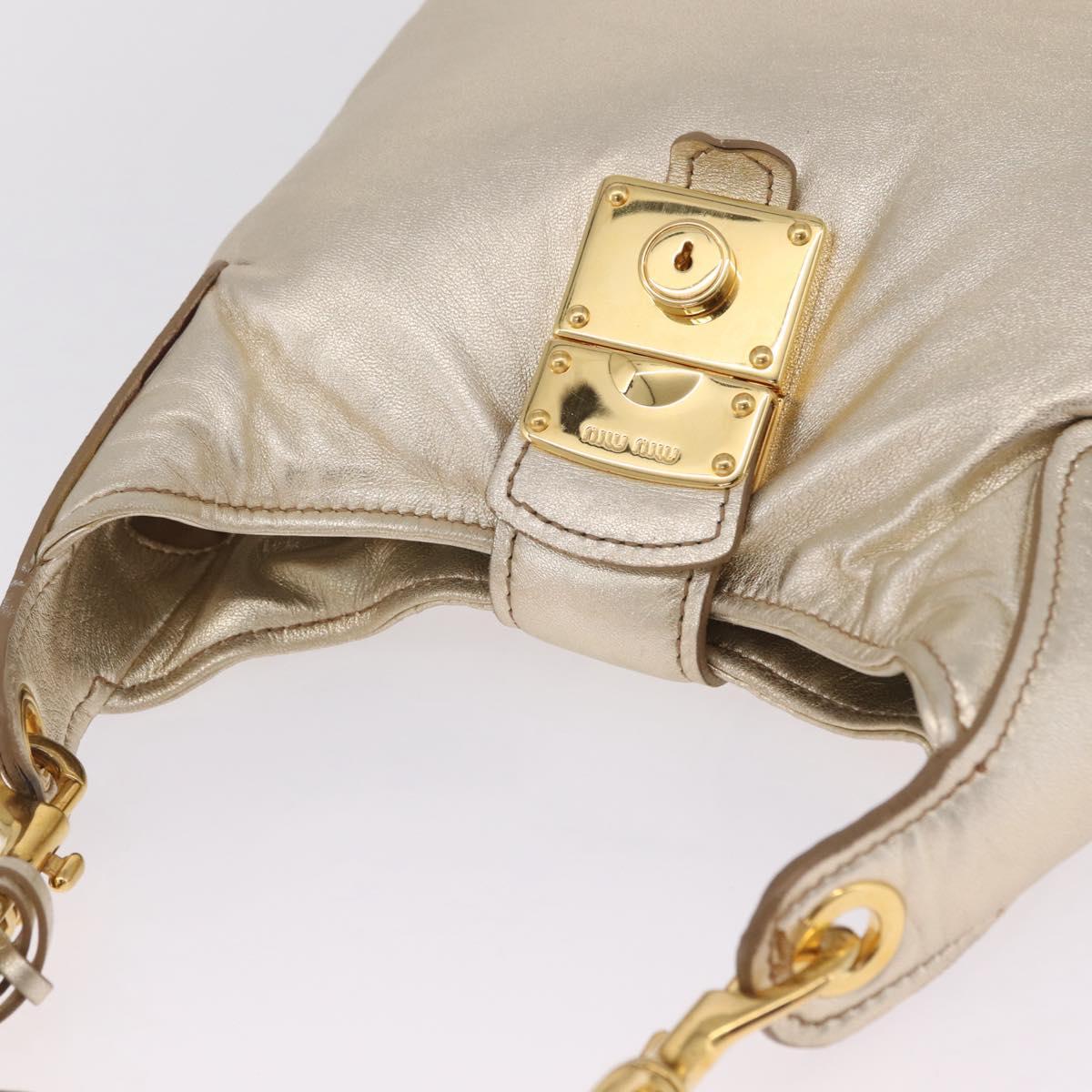 Miu Miu Shoulder Bag Leather Gold Auth 213385M
