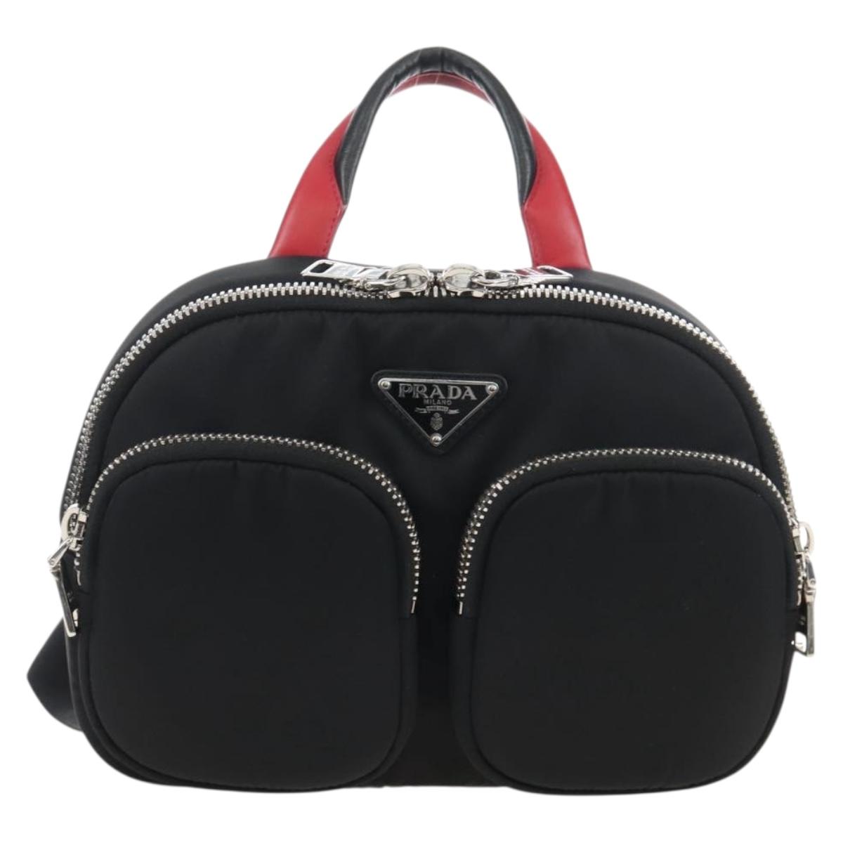 PRADA Backpack Nylon Black Silver Auth 213386V