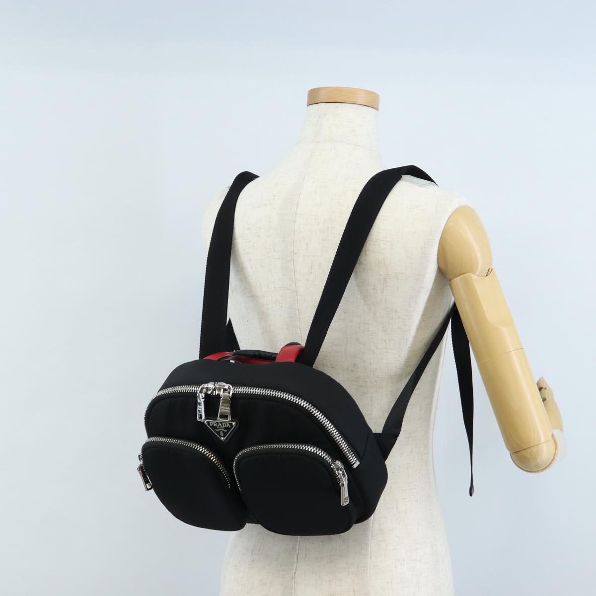 PRADA Backpack Nylon Black Silver Auth 213386V