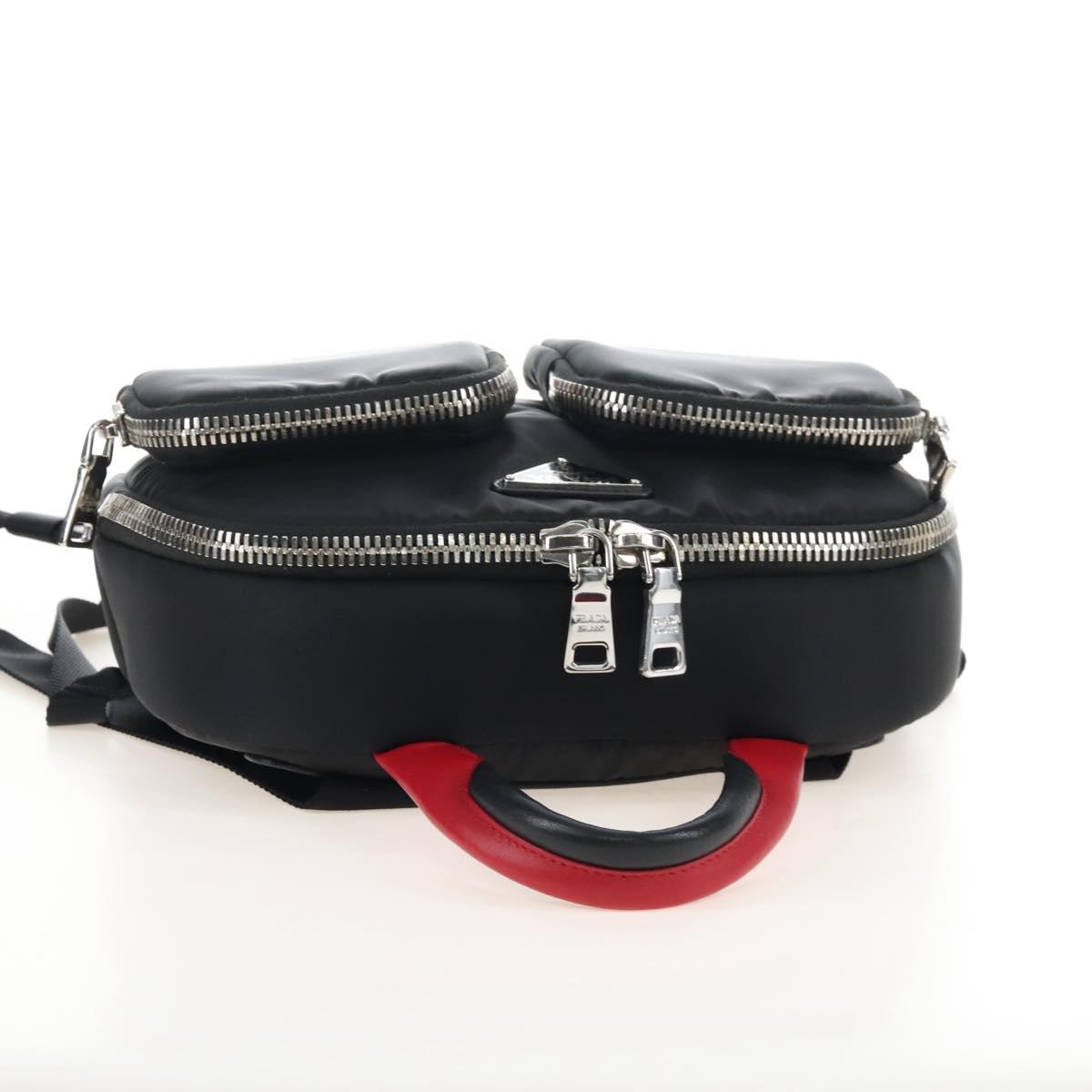 PRADA Backpack Nylon Black Silver Auth 213386V