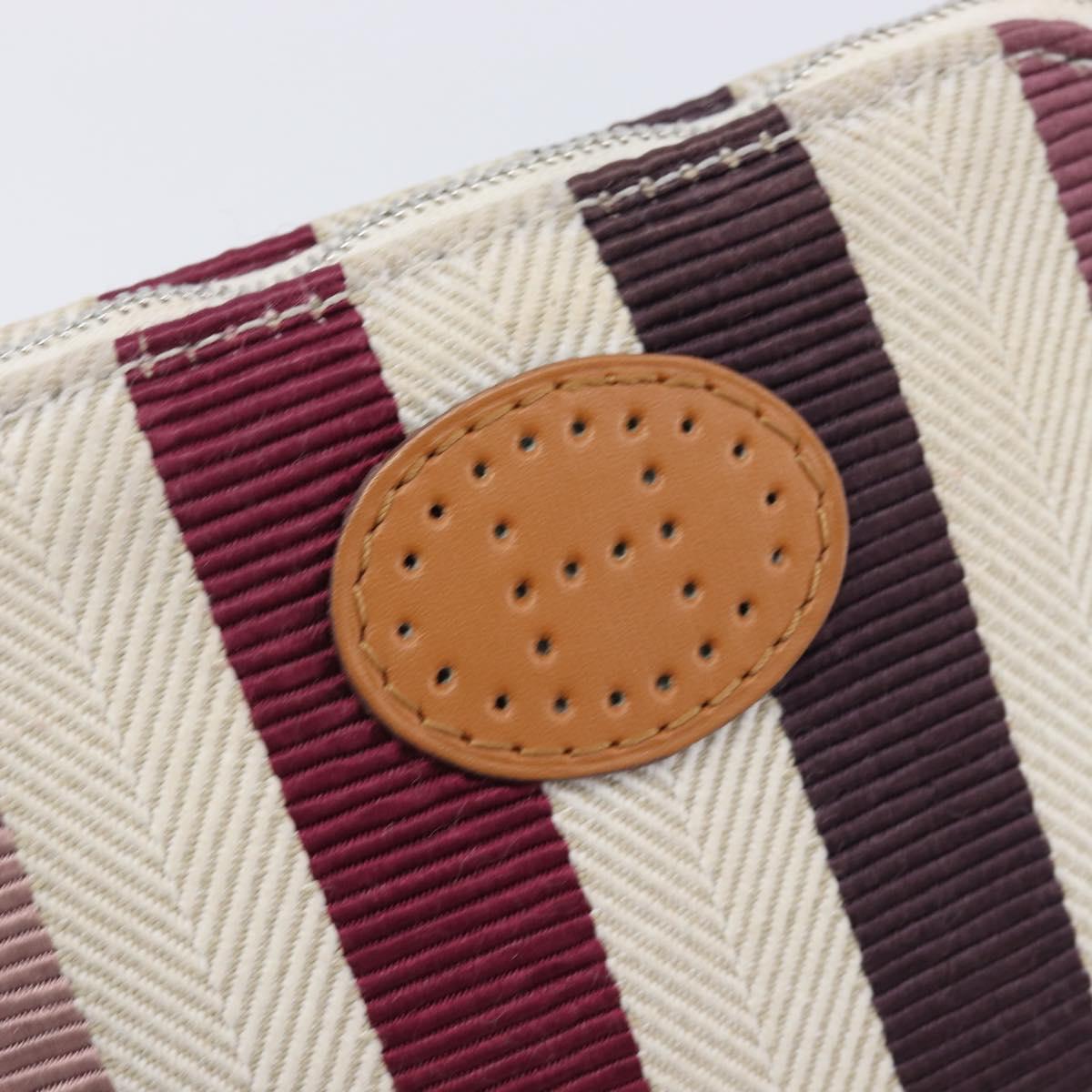 HERMES Bolide Pouch Canvas Beige Silver Auth 213387