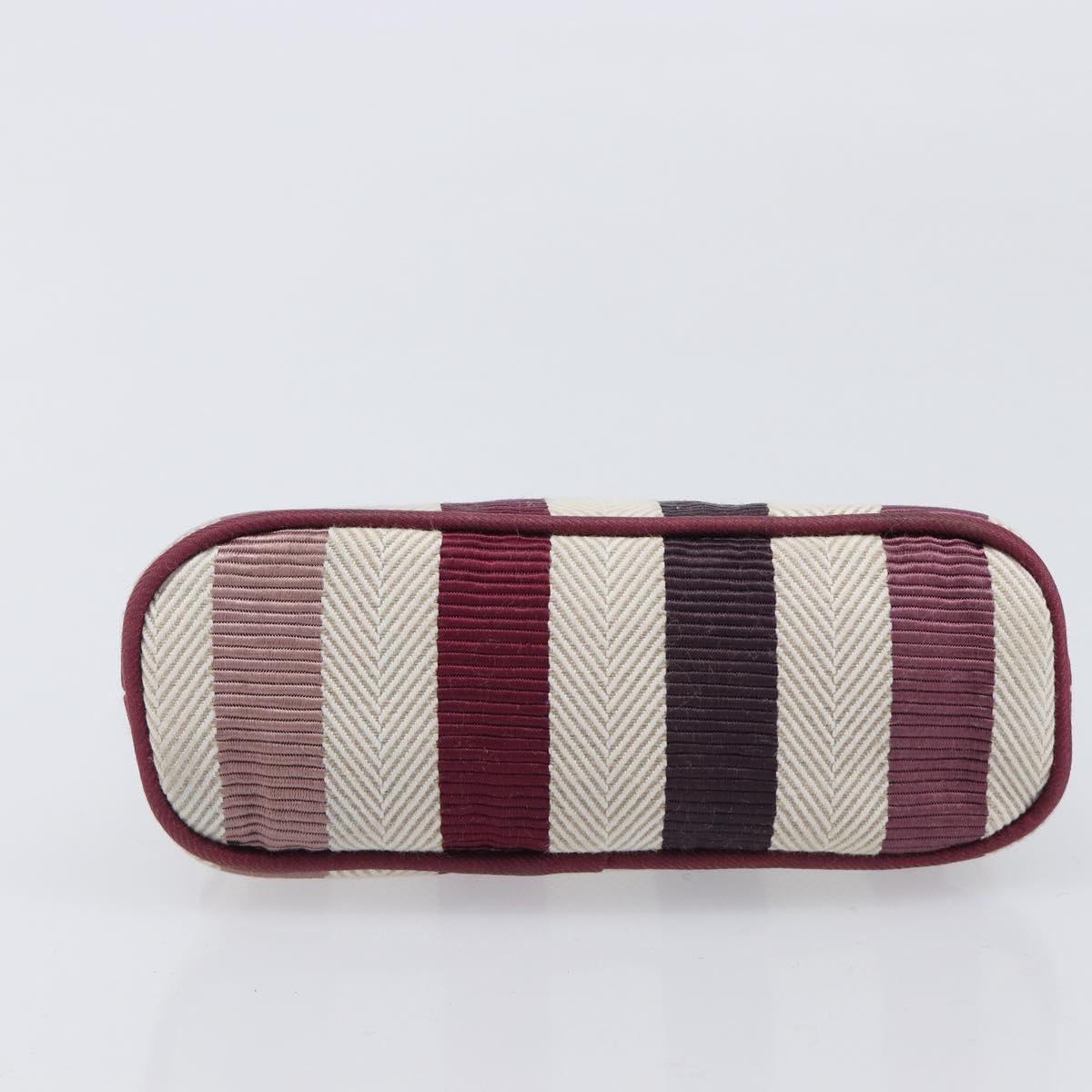 HERMES Bolide Pouch Canvas Beige Silver Auth 213387
