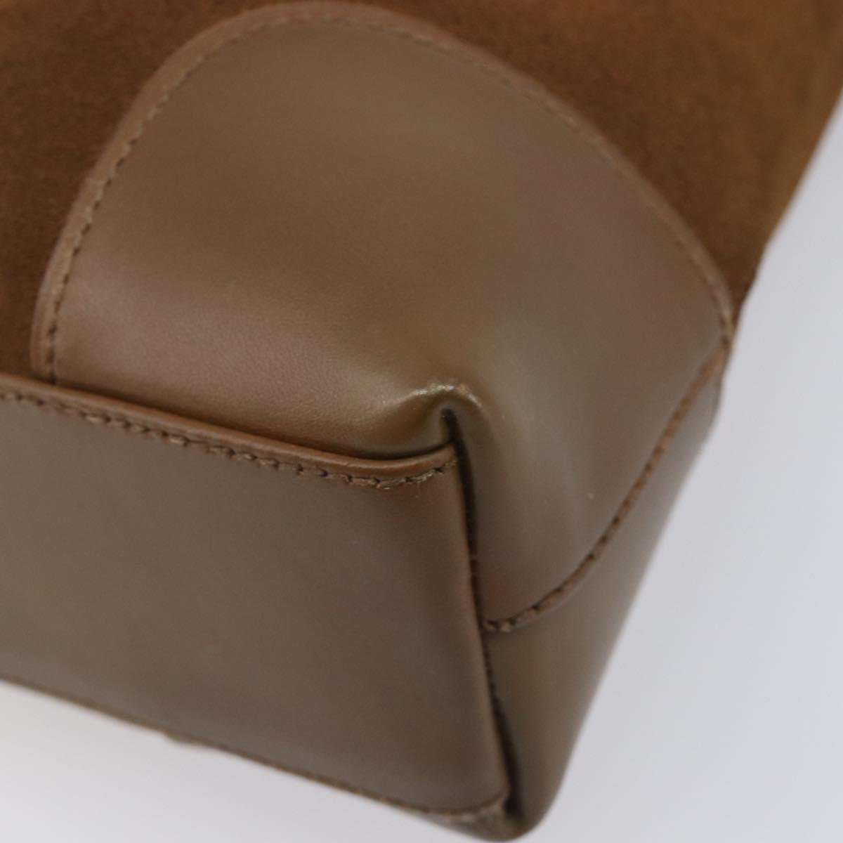 GUCCI Web Sherry Line Shoulder Bag Suede Brown Silver 33900 Auth 213394V