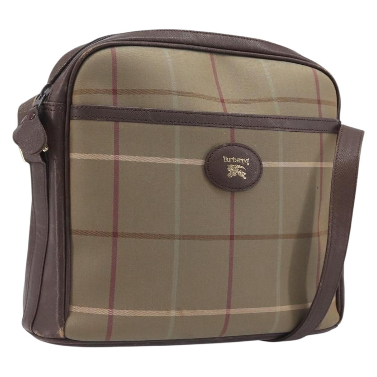 Burberrys Nova Check Shoulder Bag Canvas Beige Gold Auth 213396