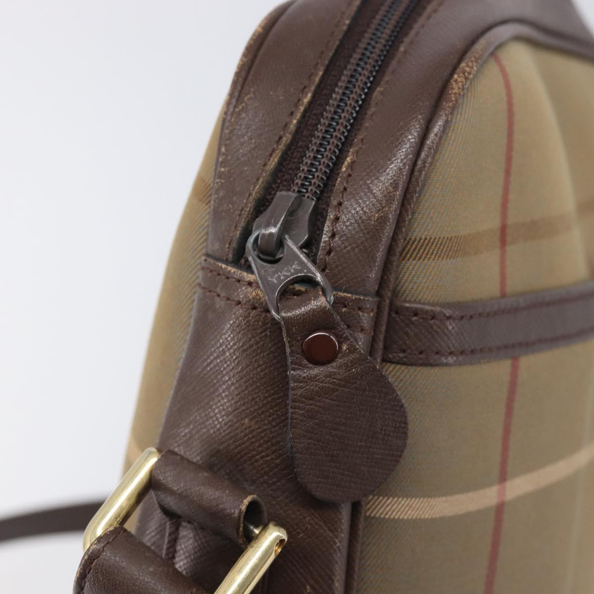Burberrys Nova Check Shoulder Bag Canvas Beige Gold Auth 213396