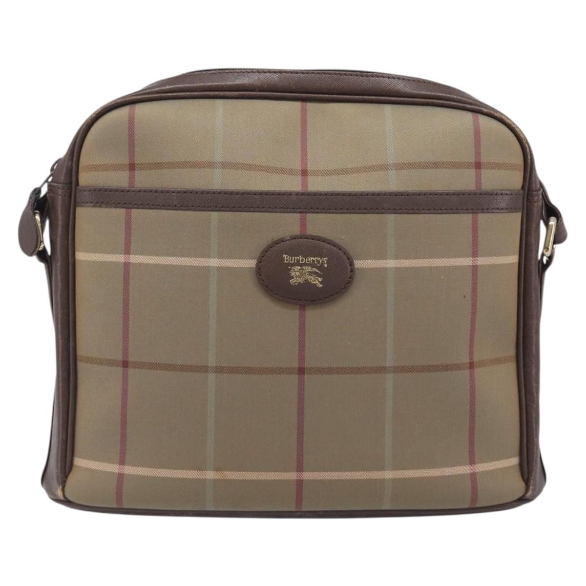 Burberrys Nova Check Shoulder Bag Canvas Beige Gold Auth 213396