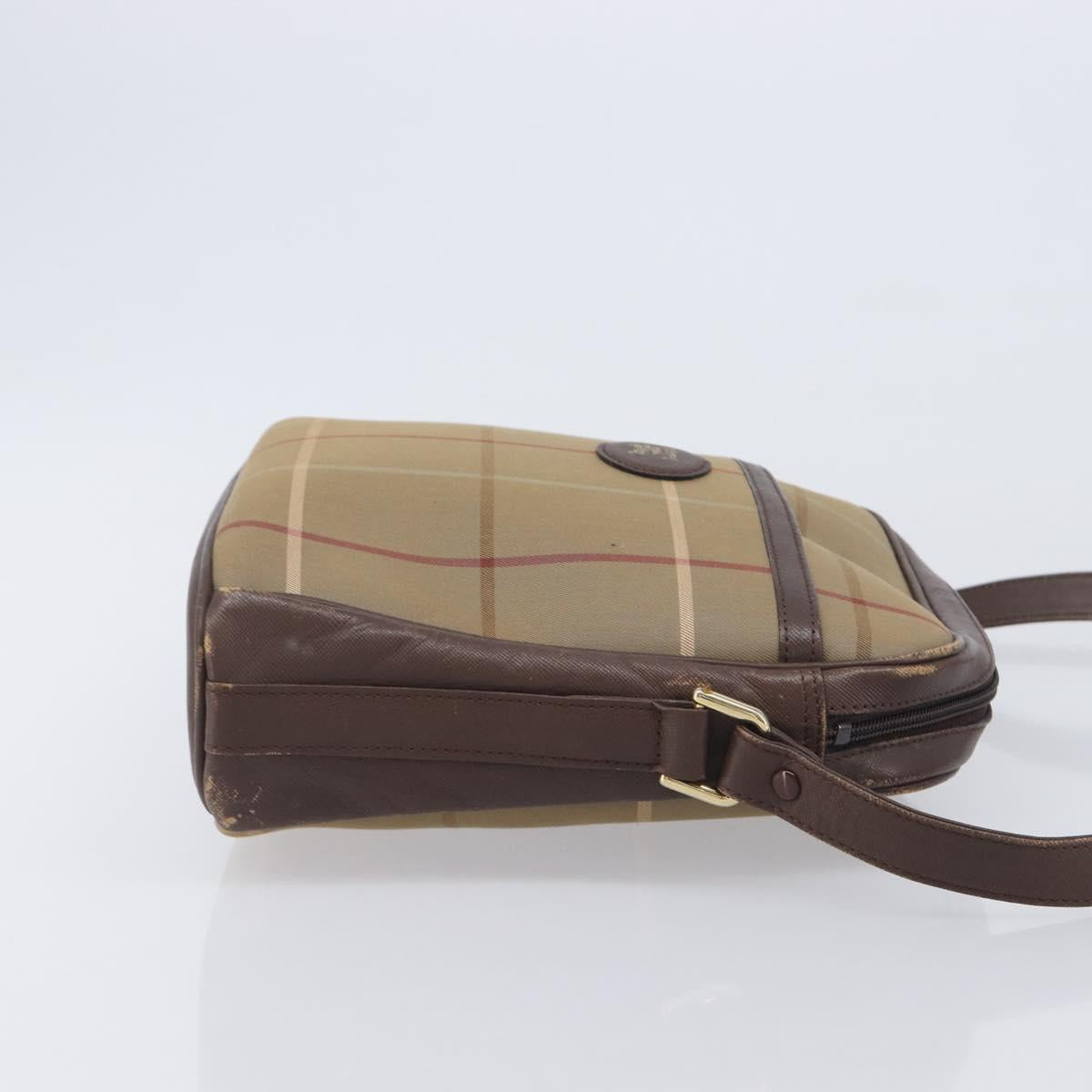 Burberrys Nova Check Shoulder Bag Canvas Beige Gold Auth 213396