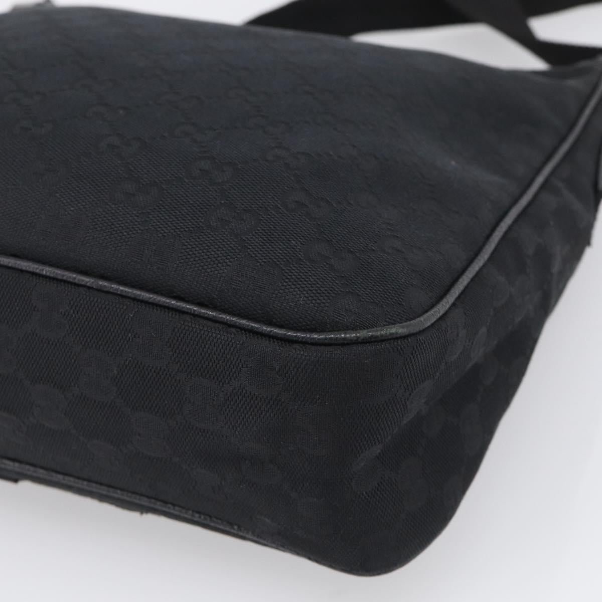 GUCCI GG Canvas Shoulder Bag Black Silver Auth 213397A