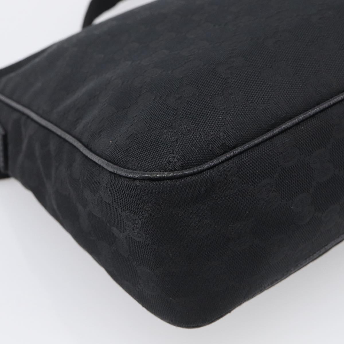 GUCCI GG Canvas Shoulder Bag Black Silver Auth 213397A