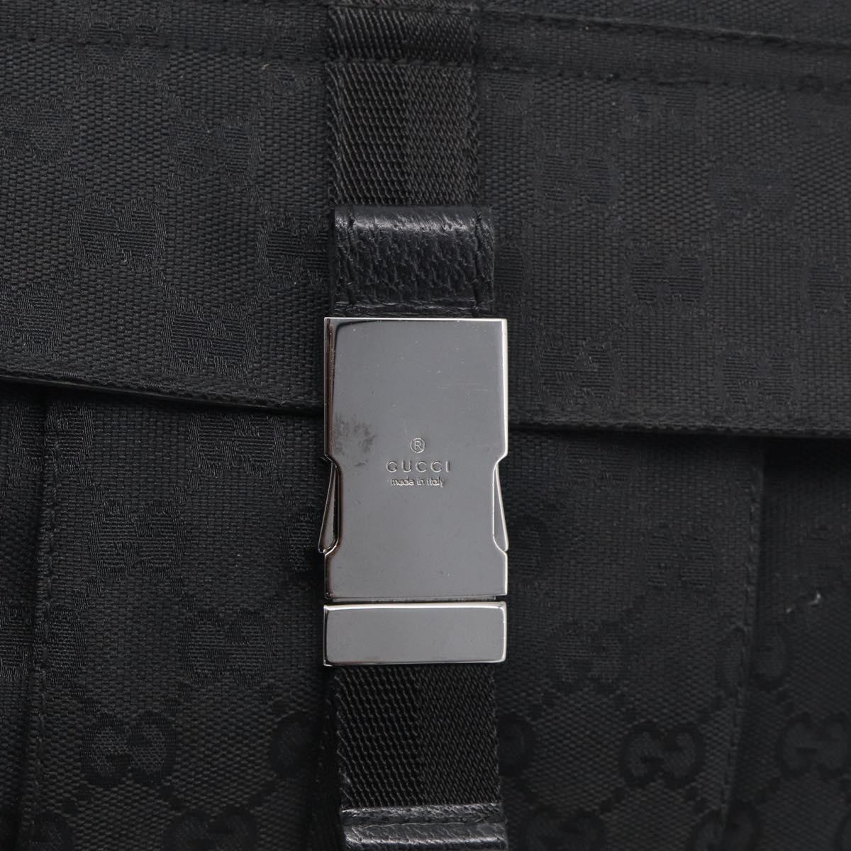 GUCCI GG Canvas Shoulder Bag Black Silver Auth 213397A