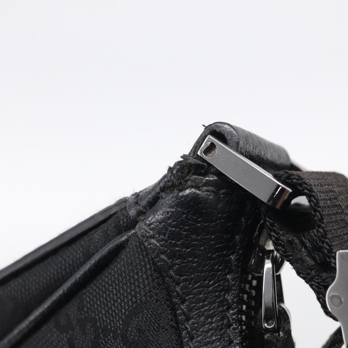 GUCCI GG Canvas Shoulder Bag Black Silver Auth 213397A