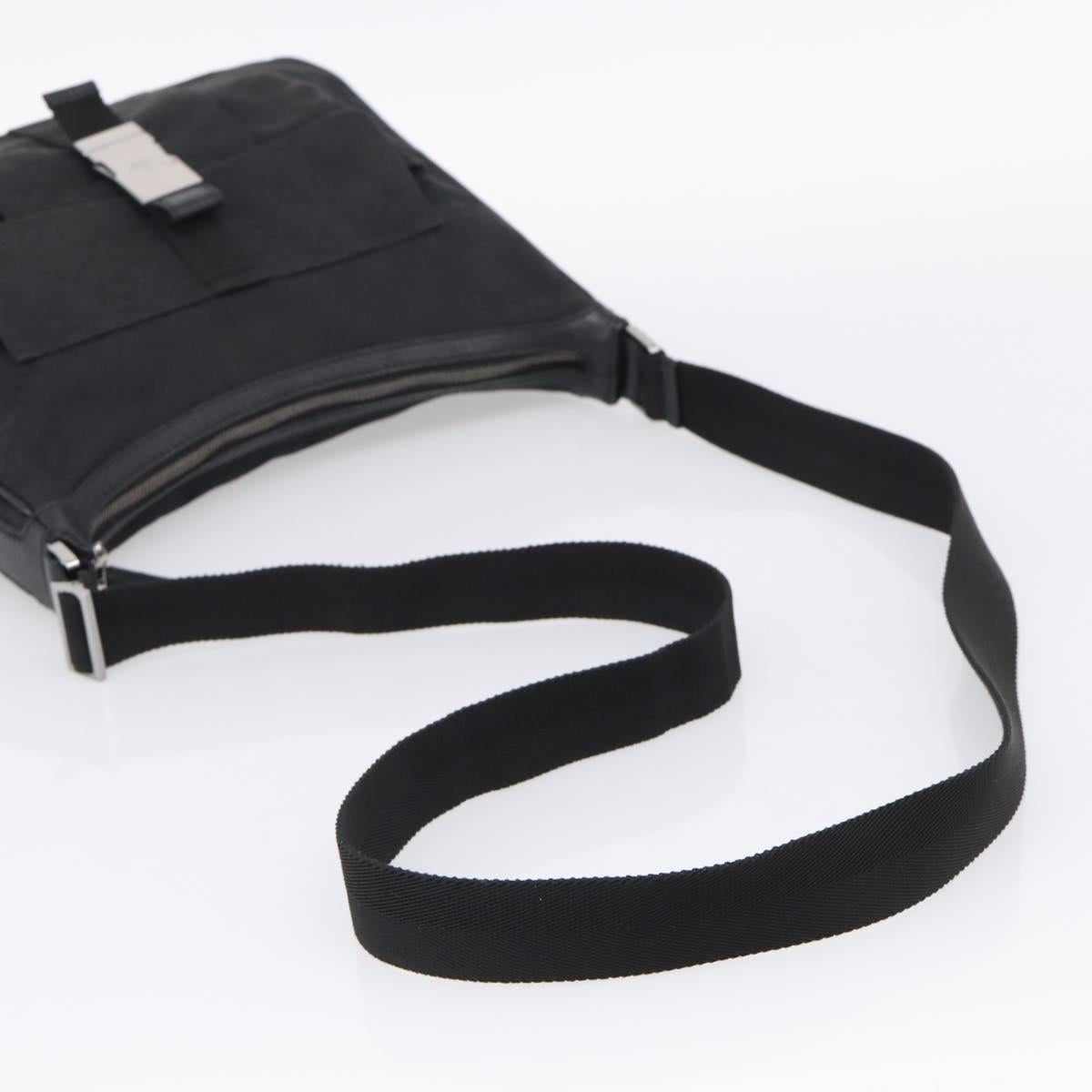 GUCCI GG Canvas Shoulder Bag Black Silver Auth 213397A