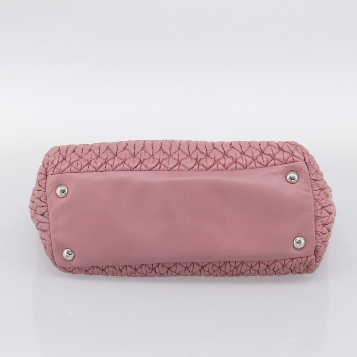 Miu Miu Matelasse Shoulder Bag Leather Pink Silver Auth 213404