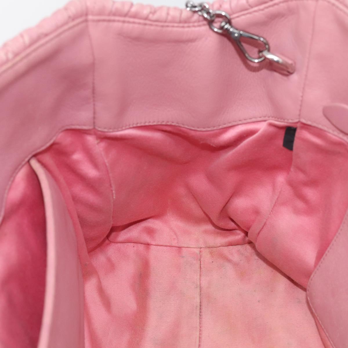 Miu Miu Matelasse Shoulder Bag Leather Pink Silver Auth 213404