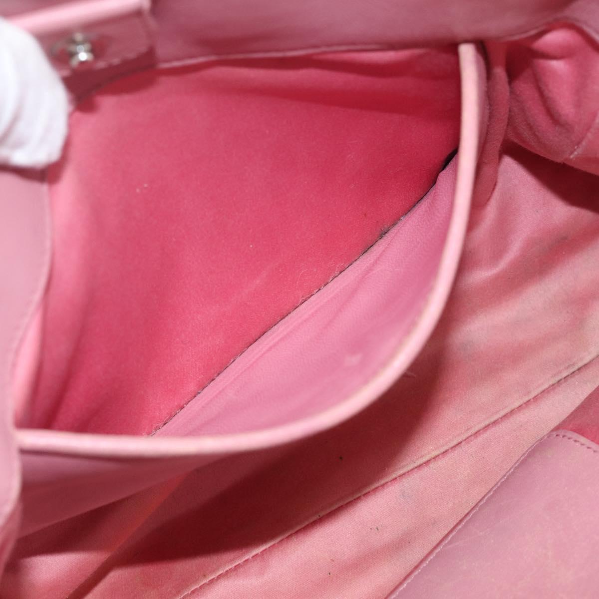 Miu Miu Matelasse Shoulder Bag Leather Pink Silver Auth 213404