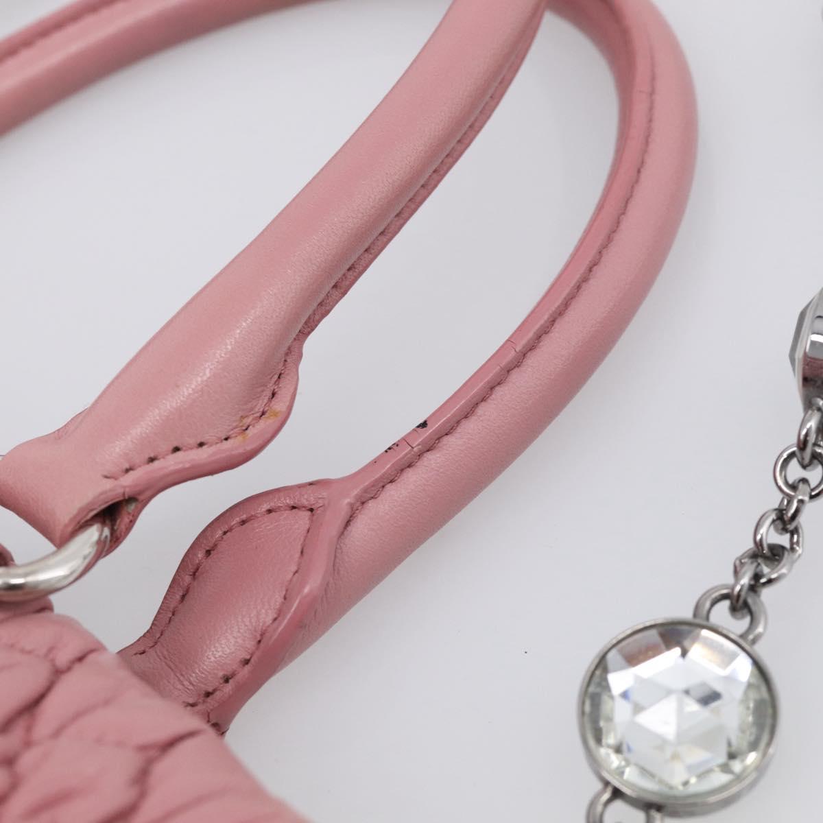 Miu Miu Matelasse Shoulder Bag Leather Pink Silver Auth 213404