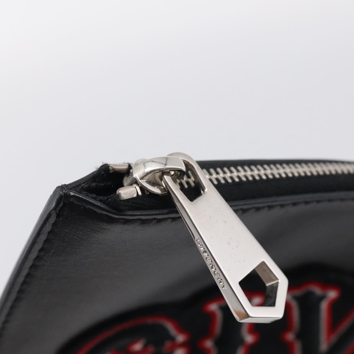 GIVENCHY Clutch Bag Leather Black Silver Auth 213409