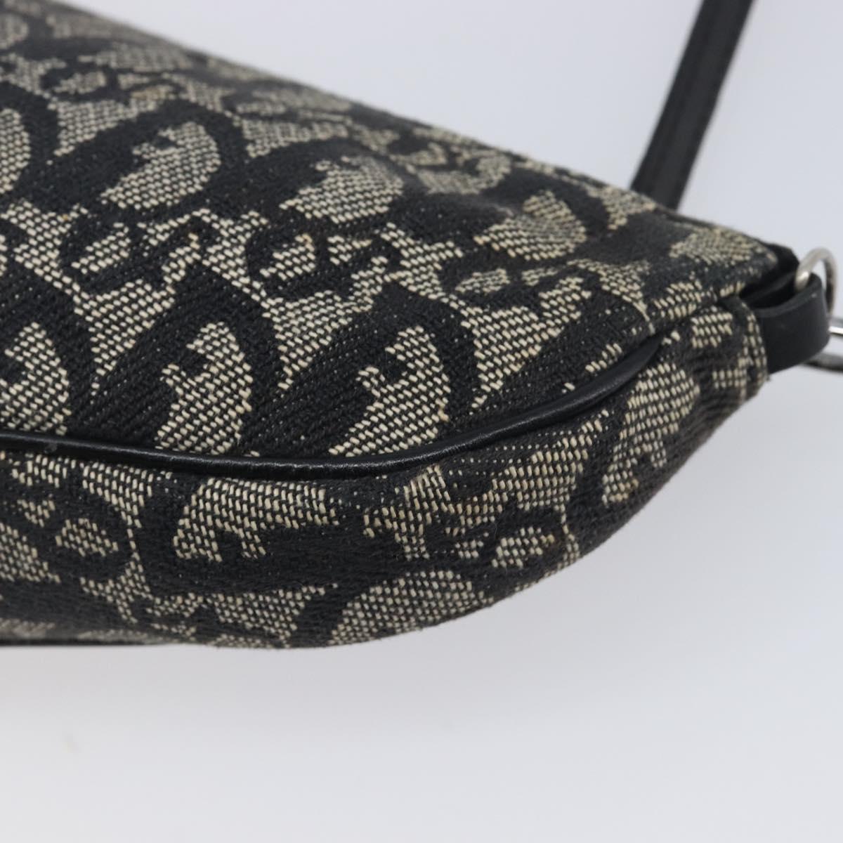 Christian Dior Trotter Canvas saddle Accessory Pouch Navy Silver Auth 213411