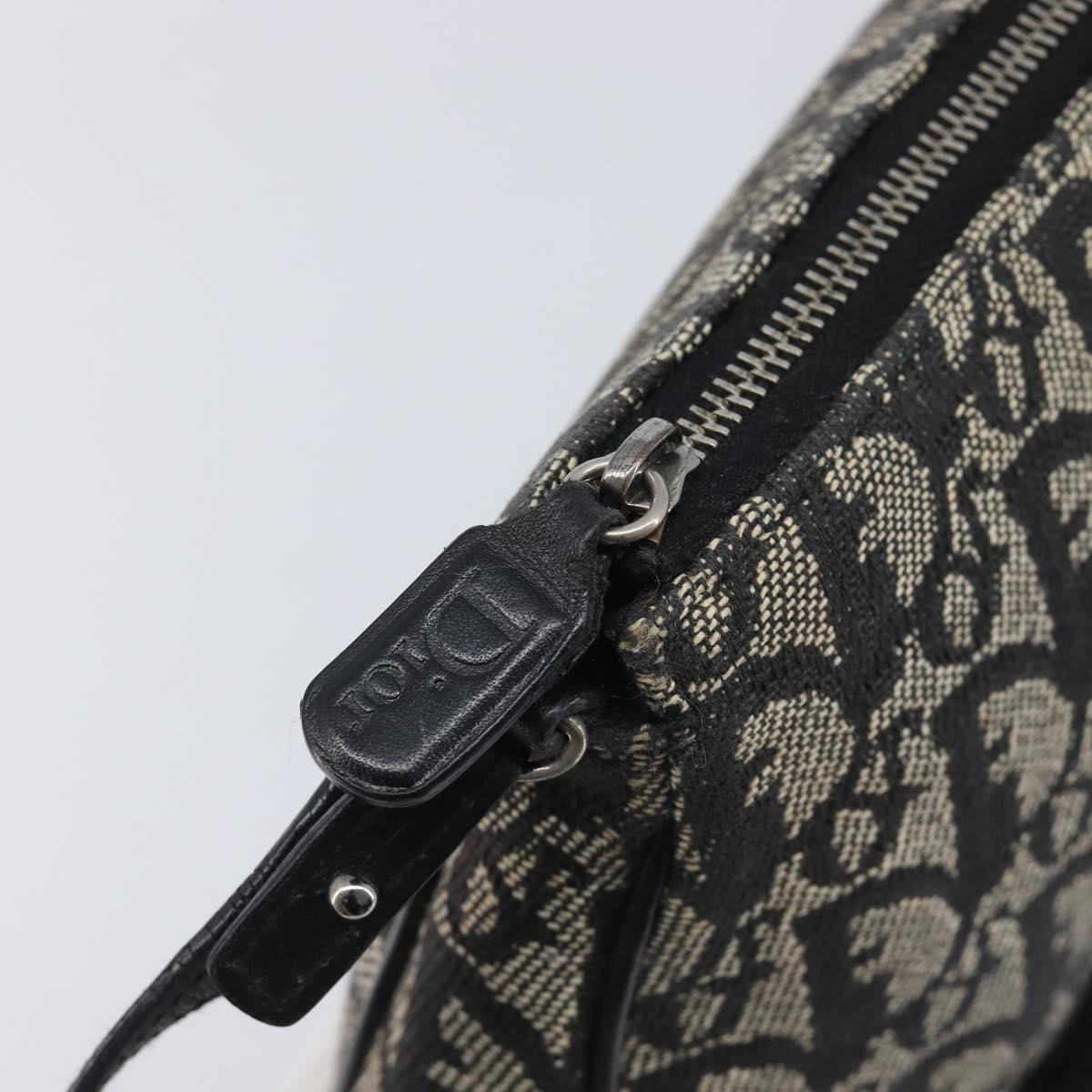 Christian Dior Trotter Canvas saddle Accessory Pouch Navy Silver Auth 213411