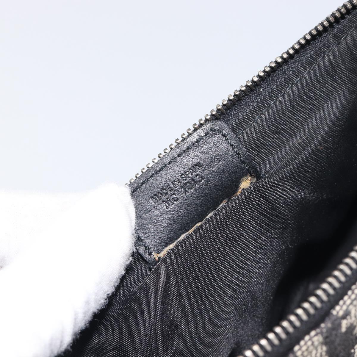 Christian Dior Trotter Canvas saddle Accessory Pouch Navy Silver Auth 213411