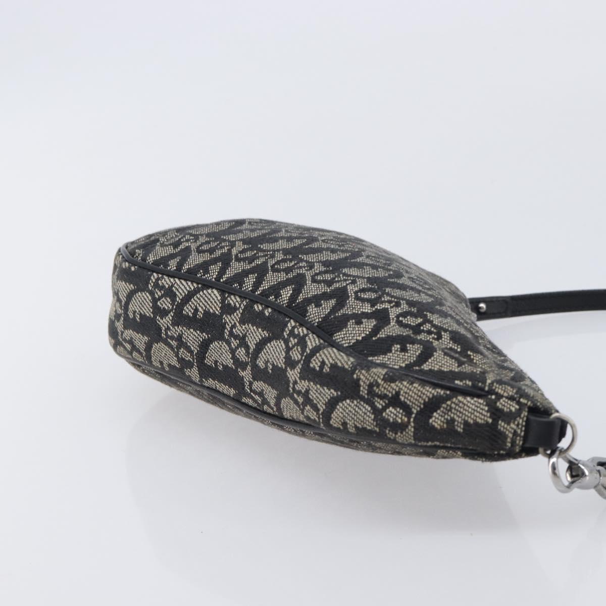 Christian Dior Trotter Canvas saddle Accessory Pouch Navy Silver Auth 213411