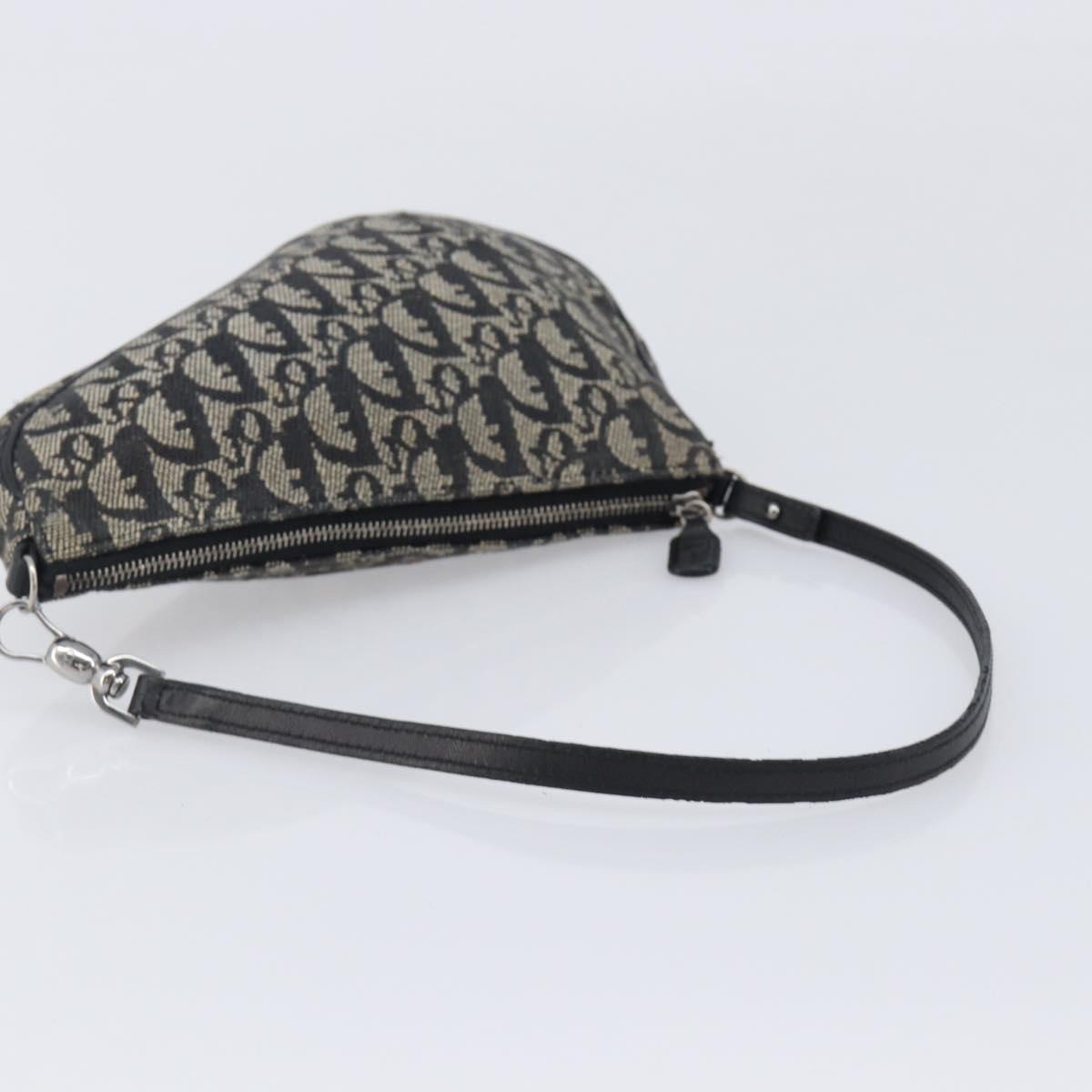 Christian Dior Trotter Canvas saddle Accessory Pouch Navy Silver Auth 213411